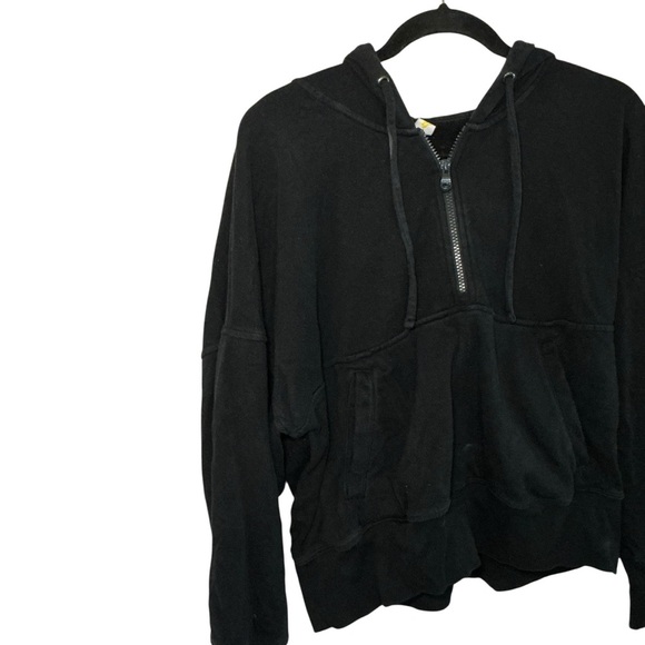 Black Hoodie with Half-Zip - Picture 2 of 4